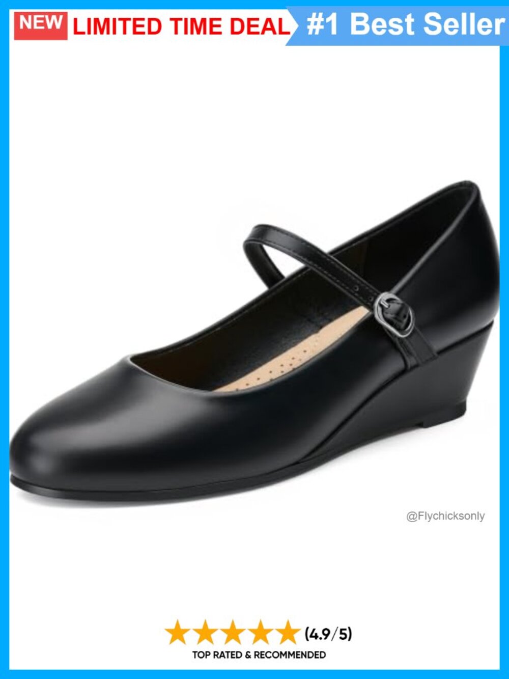 Mary Jane Wedge Heels Round Toe Dressy Pumps